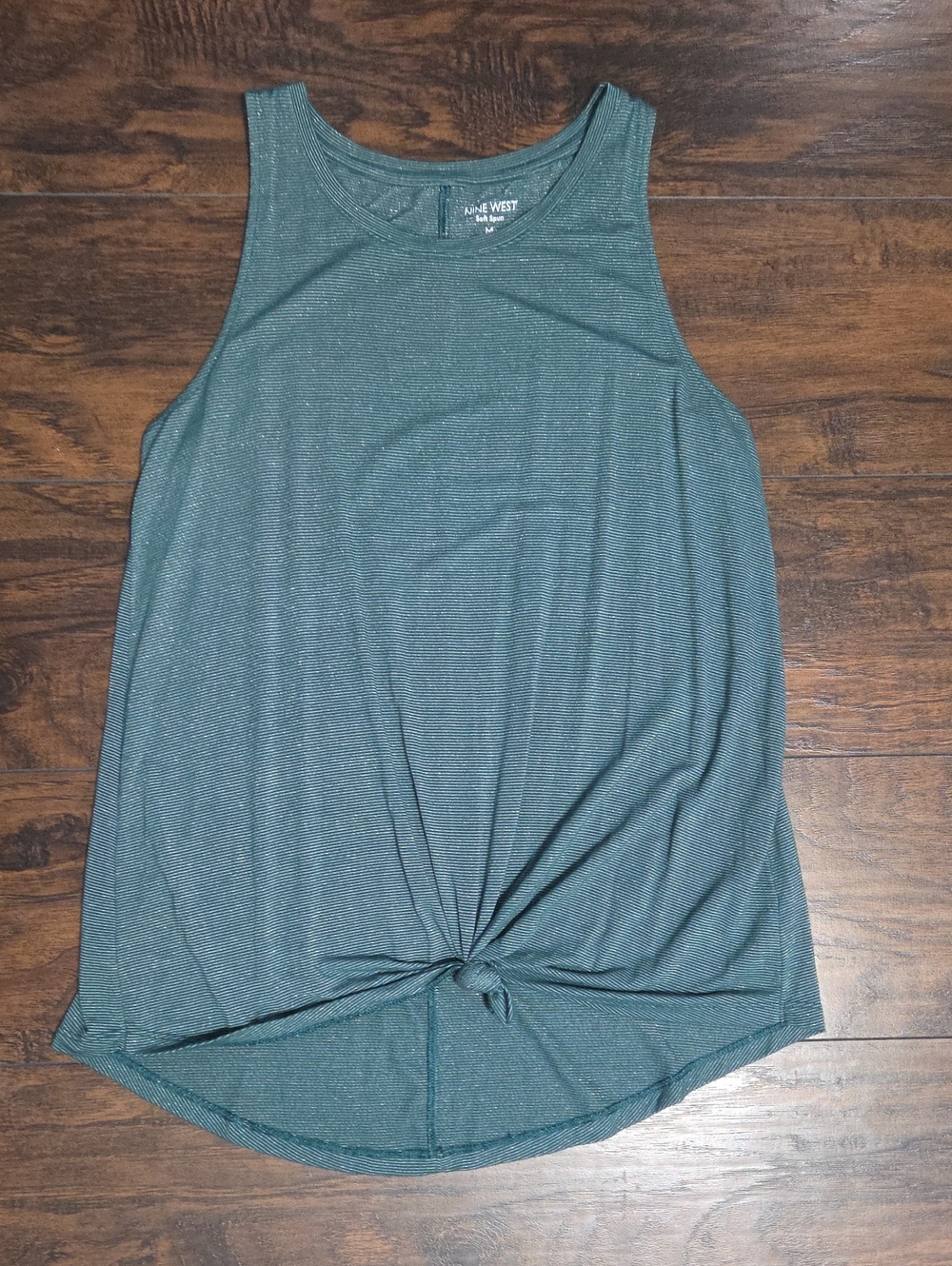 Nine West Teal Knot-Front Sleeveless Tank